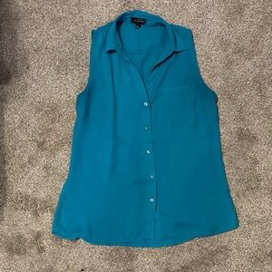 The Limited Teal Sleeveless Button-Down Shirt